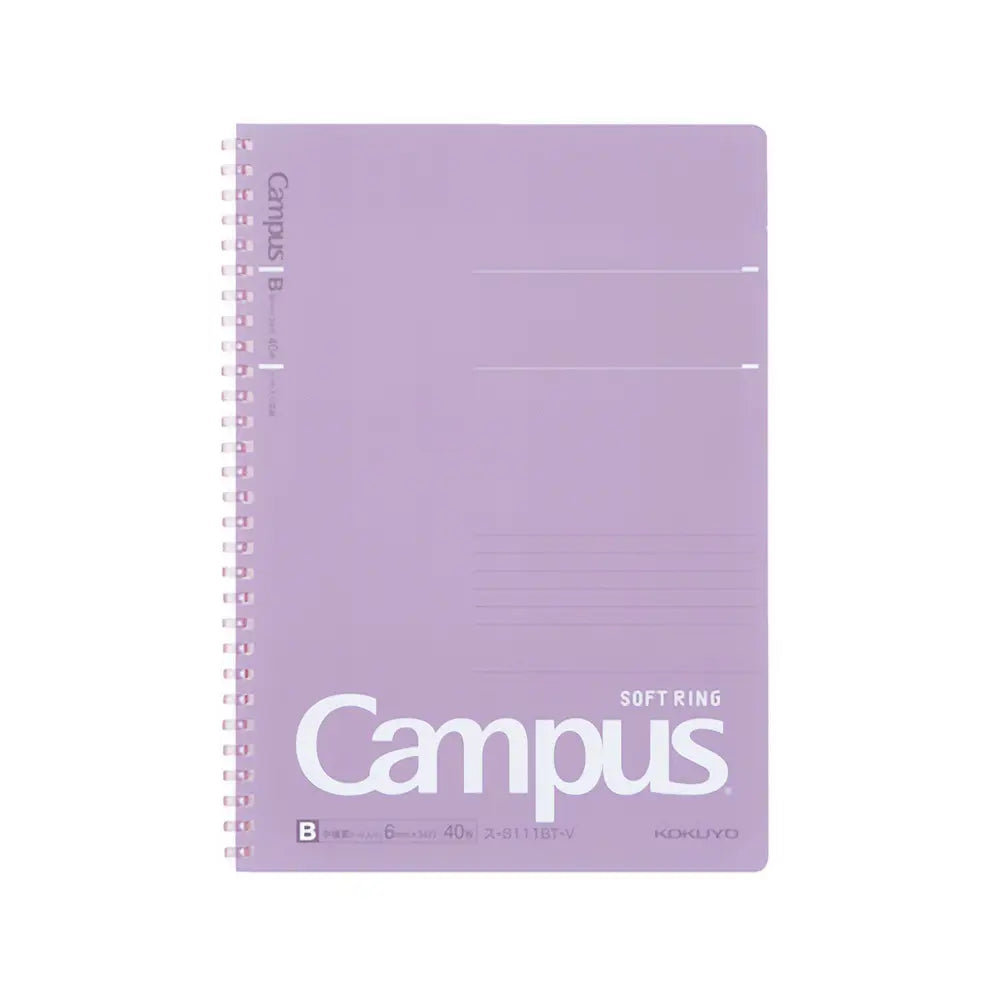 Kokuyo Campus A5 6mm Ruled Soft Ring Notebook 50 sheets#color_purple
