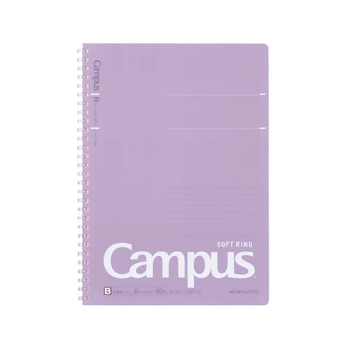 Kokuyo Campus A5 6mm Ruled Soft Ring Notebook 50 sheets#color_purple