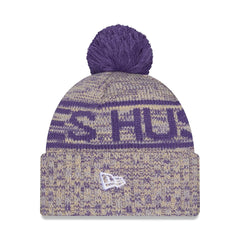 New Era 2025 Sideline Marled Purple Gold Huskies Cold Weather Sport Knit Beanie Back Hover