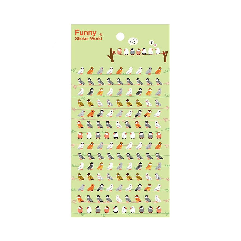 BC Mini Funny Sticker World Birds On A Wire Stickers