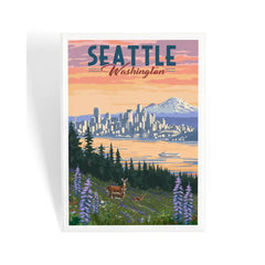 Photo of Lantern Press Seattle Deer & Spring Flowers Badge Magnet.