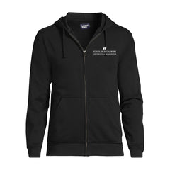 Lands' End Unisex UW School of Social Work Full Zip Hoodie Sweatshirt Black Hover
