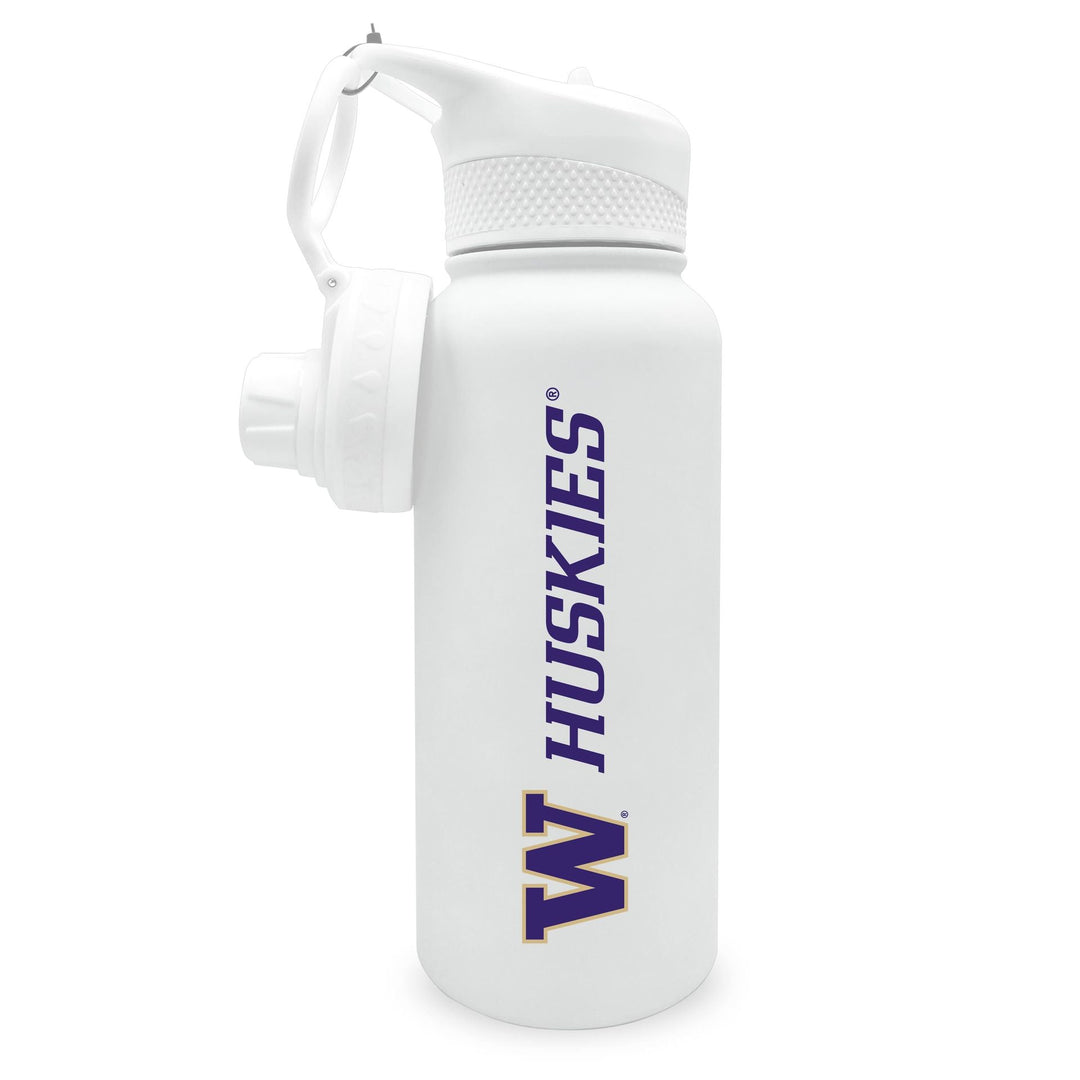 FG White W Huskies Stainless Water Bottle 34oz