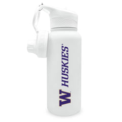 FG White W Huskies Stainless Water Bottle 34oz