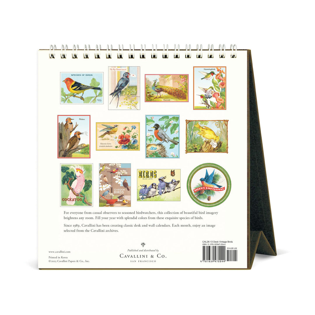 Cavallini Vintage Birds 2026 Desk Calendar