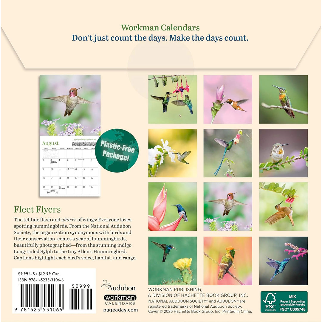 Audubon Hummingbirds Mini Wall Calendar 2026