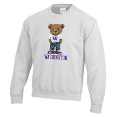 GFS Unisex Washington Huskies Teddy Bear Big Cotton Crewneck