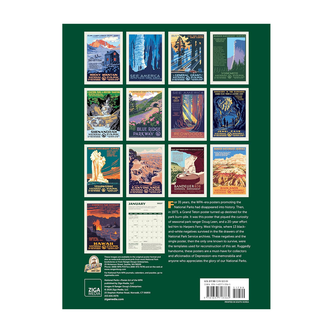 2027 National Parks: WPA 8.75 x 12 Calendar