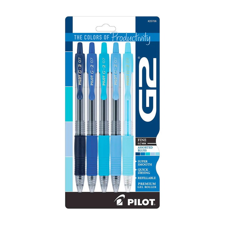 Pilot G2 Colors of Productivity Assorted Blues Fine Point Pen Set 5 Count