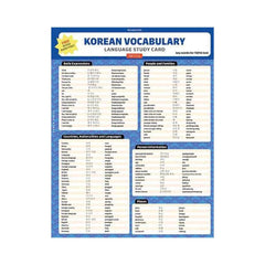 Photo of Korean Vocabulary Language Study Card.