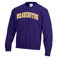 Photo of GFS Unisex Washington Huskies Twill Arch Big Cotton Crewneck Purple.