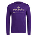 adidas Men's SS25 Washington Huskies Lowercase Fresh Long Sleeve Tee Purple Front thumbnail