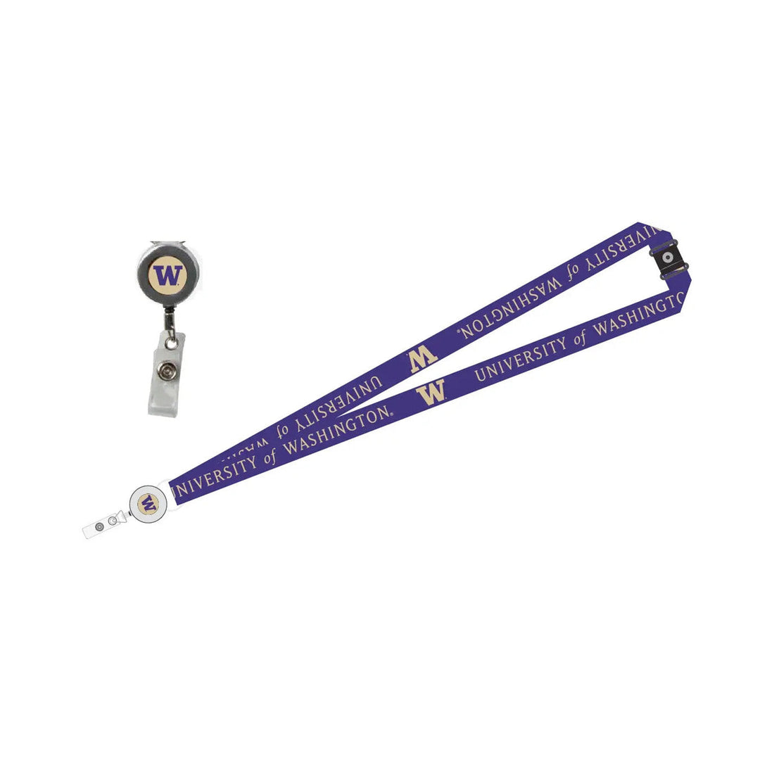 Neil Purple Gold W U of WA Retractable ID Holder Lanyard