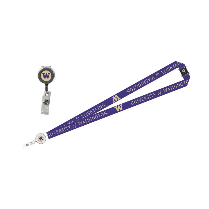 Neil Purple Gold W U of WA Retractable ID Holder Lanyard